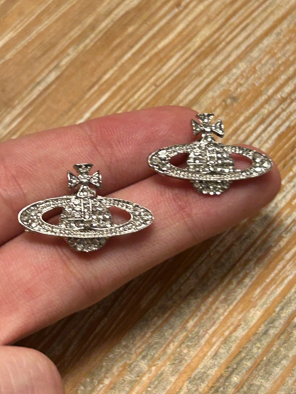 NEW Silver Rhinestone Orb Large Studs Stud Earrings
